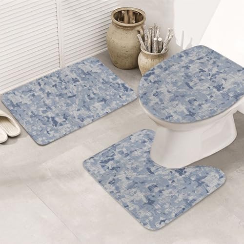 French Linen Mottled Print 3-Piece Bath Rug Set
