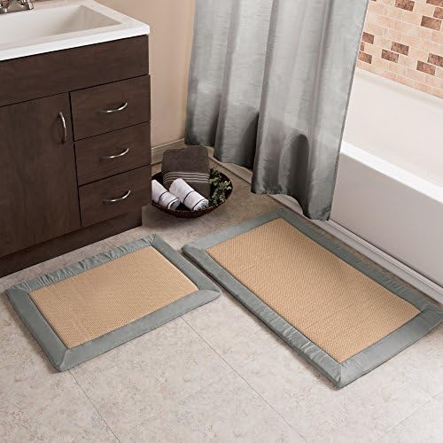Lavish Home 2pc Memory Foam Bath Mat Set - Platinum and Tan