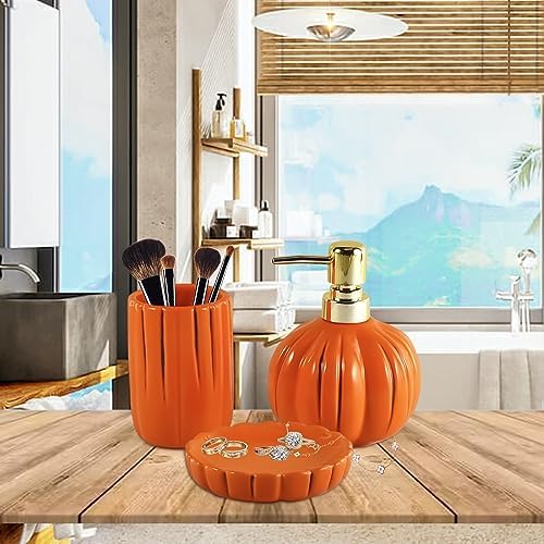 YabcY Pumpkin Bathroom Accessories Set 3PC 1