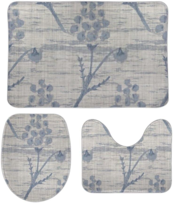 ZHONGJI 3-Piece Bath Rug Set Coral Velvet Non-Slip