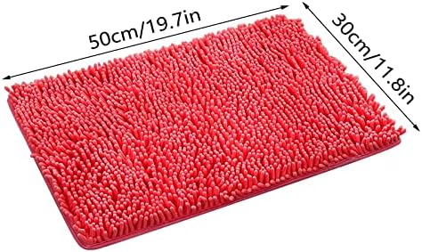 Scceatti Fluffy Bath Rug - Non Slip Soft Thick 20x12In Light Red Pink