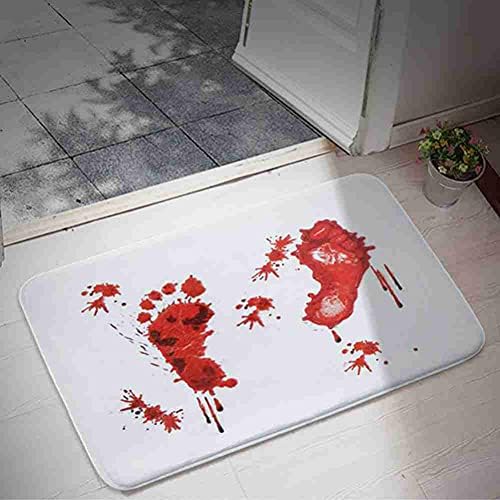 Ochine Halloween Bloody Footprint Door Mat Rug
