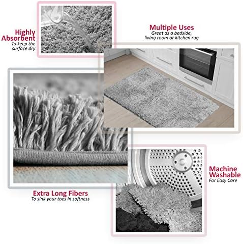 Clara Clark Silver Bath Rug Set 32 x 48 Inches