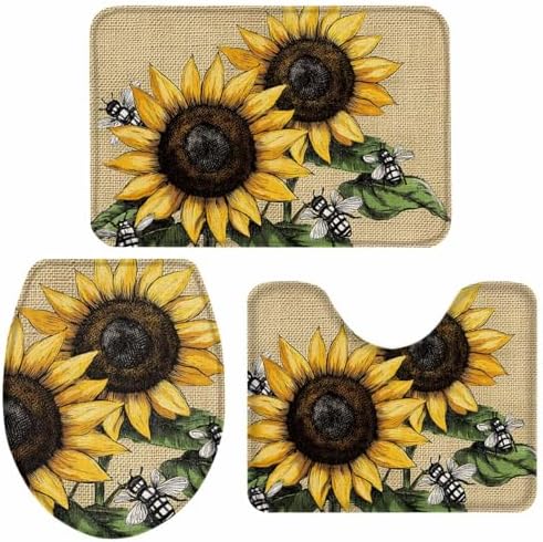 Wotrend Sunflower Bath Rug Set 3 Piece