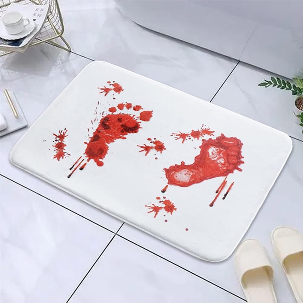 Ochine Halloween Bloody Footprint Door Mat Rug