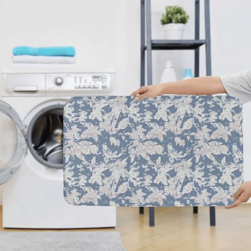 Linen Texture Leaf Bathroom Rug Set 3 Piece Non-Slip