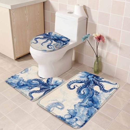 Wotrend Octopus 3-Piece Bath Rug Set