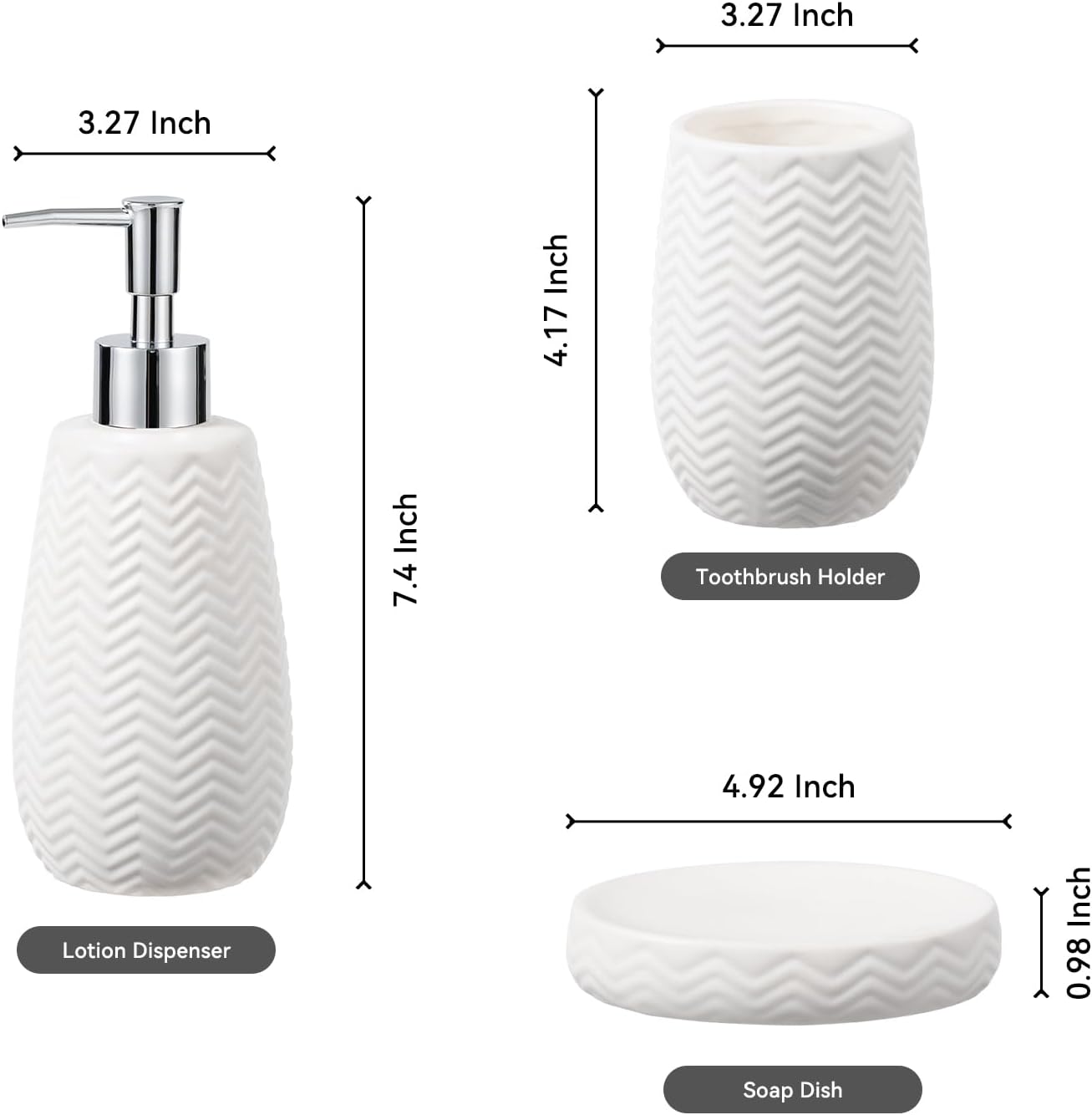 JOLOSK White Ceramic Bathroom Accessories Set 3pcs 1