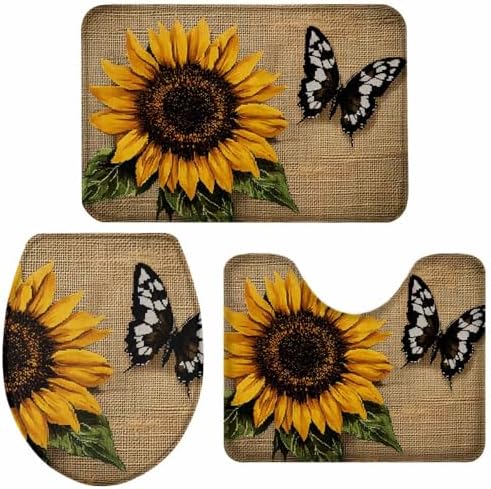 Wotrend Floral 3 Piece Bath Rug Set 1