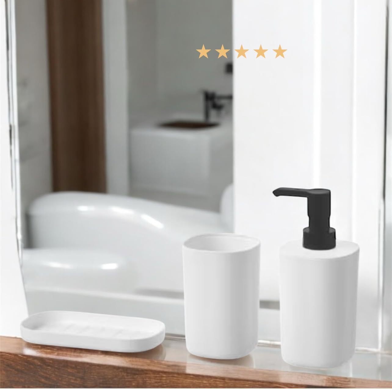 Modern Bathroom Accessories Set 3-Piece White 1