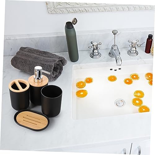 UTHCLO 4PC Bathroom Accessory Set - Soap Dispenser Cup Holder Toothbrush Holder