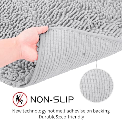 Light Gray 2-Piece Chenille Bath Rug Set 1