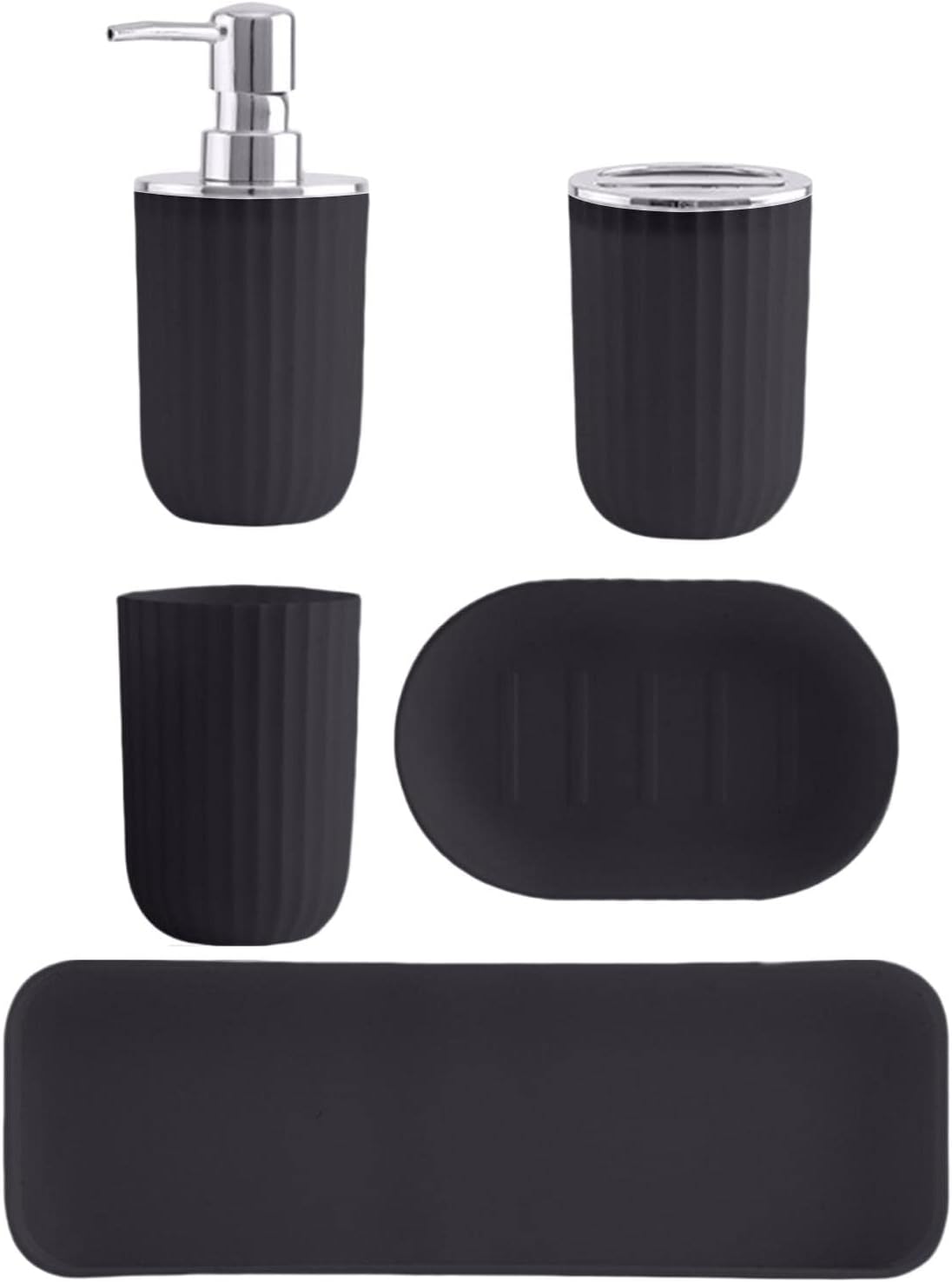 Bothyi 5 Piece Modern Bathroom Accessory Set Black
