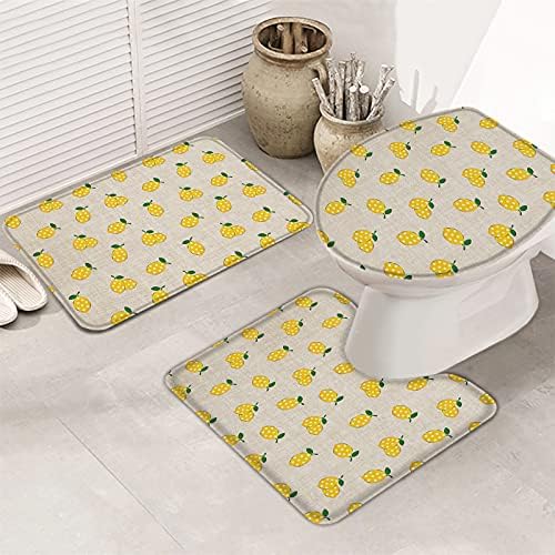 Yellow Lemon Dot Bathroom Rug Set of 3 - Small
