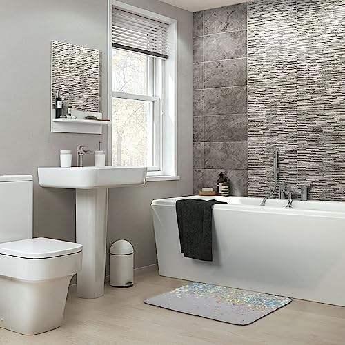 Curdesi Luxury Bath Rug Silver Gray Glitter Non Slip 20x32inch