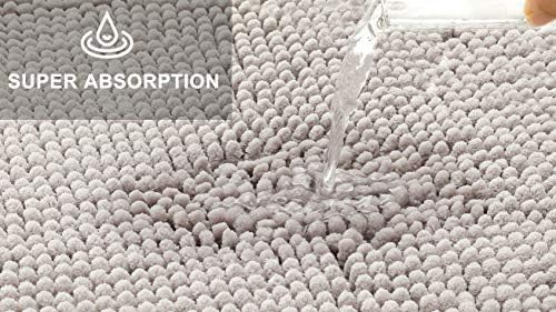 Fluffy Bath Mat with Non-Slip Bottom 21 58 inch Radius Gray