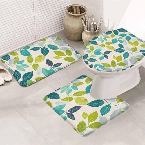 Wotrend Leaf 3 Piece Bath Rug Set