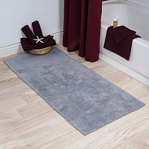 Cotton Bath Mat - Plush 24x60 Reversible Rug Silver