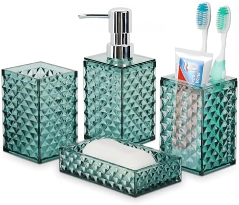 Samhe 4 Pcs Blue Plastic Bathroom Accessory Set