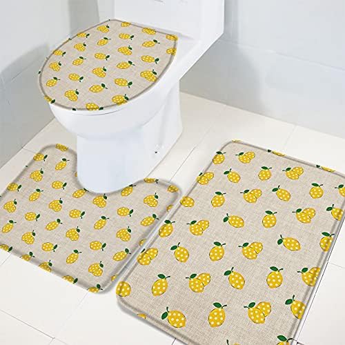 Yellow Lemon Dot Bathroom Rug Set of 3 - Small