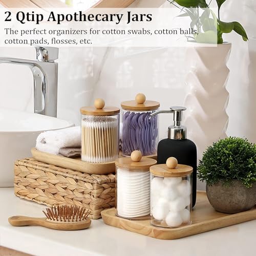 CLQ Bamboo Bathroom Accessories Set of 4 1