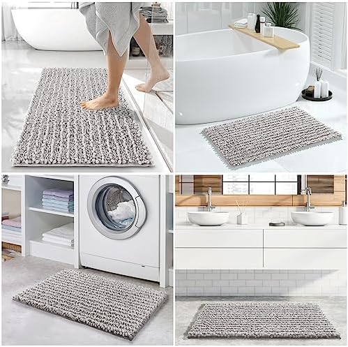 Yimobra 2 Piece Bath Rug Set Non-Slip Chenille Mats