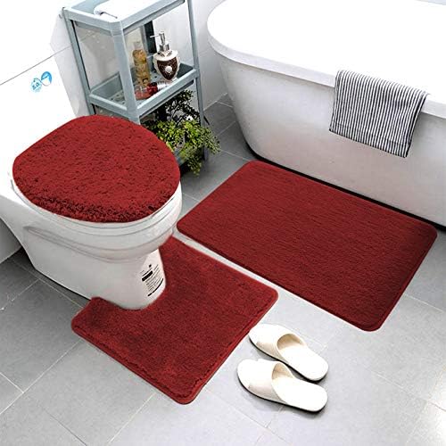 Luxury Home Linen 3 Piece Bath Rug Set Burgundy