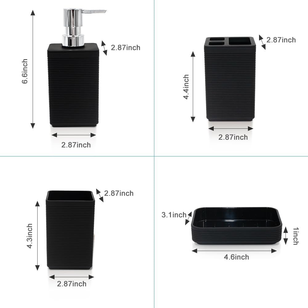 Liuonnam 4-Piece Bathroom Accessories Set Black
