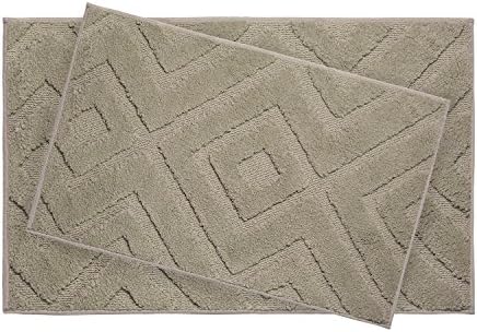 Jean Pierre Lilah Plush Bath Mat Set 21 x 34 Linen 2 Piece