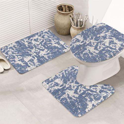 French Linen Mottled Print 3-Piece Bathroom Rug Set