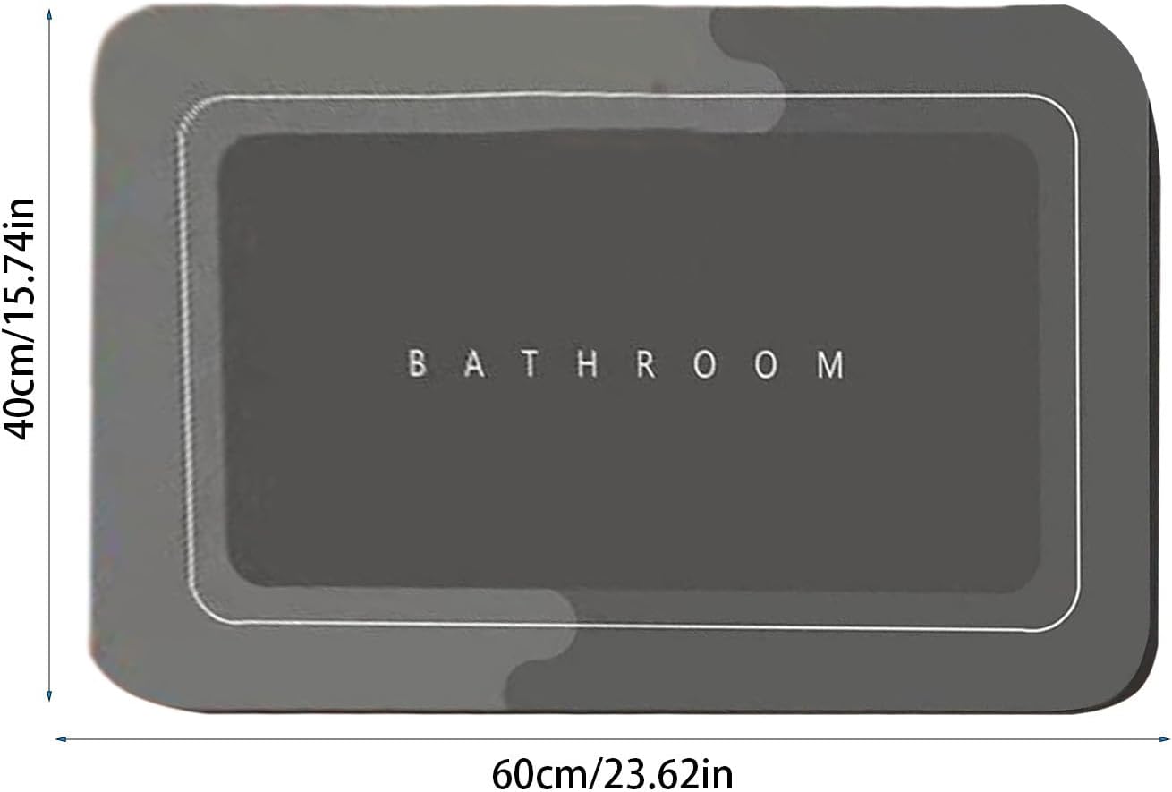 Quick Absorption Dark Gray Bath Mat with Non-Slip Rubber Bottom