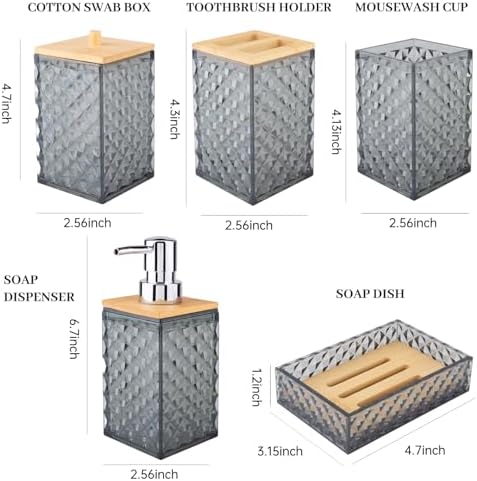Modern Dark Grey Bathroom Accessory Set 5 Pcs
