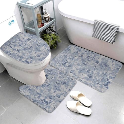 French Linen Mottled Print 3-Piece Bath Rug Set