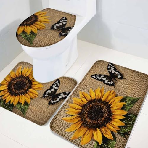 Wotrend Floral 3 Piece Bath Rug Set 1