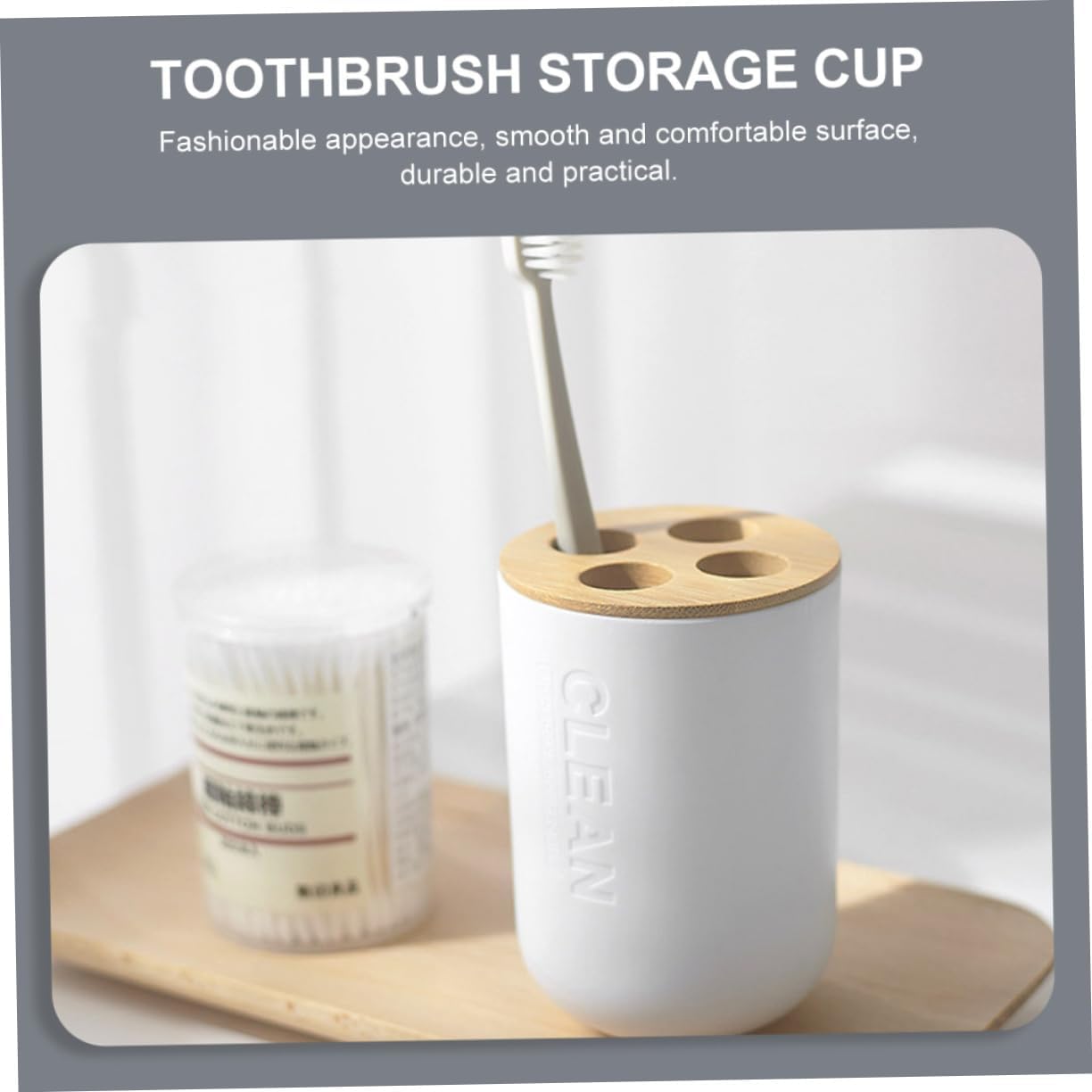VOSAREA Bamboo Plastic Bathroom Storage Set of 4 1
