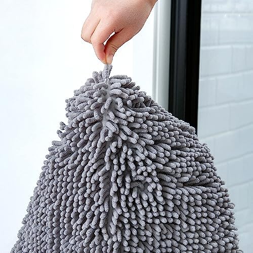 CHENSHUO Semi Circle Bath Rug 2 Pack Grey Non Slip Chenille Mats