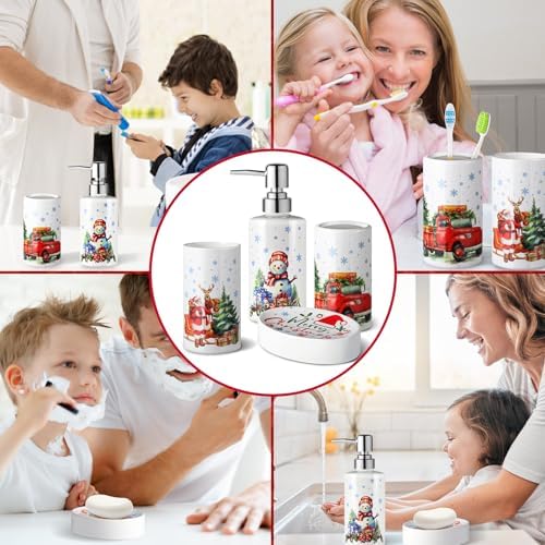 Christmas Bathroom Decor Set - 4 Piece Ceramic Accessories 1