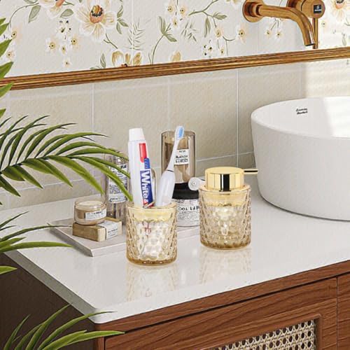 Fvstar Amber Glass Bathroom Accessories Set 2pcs 1