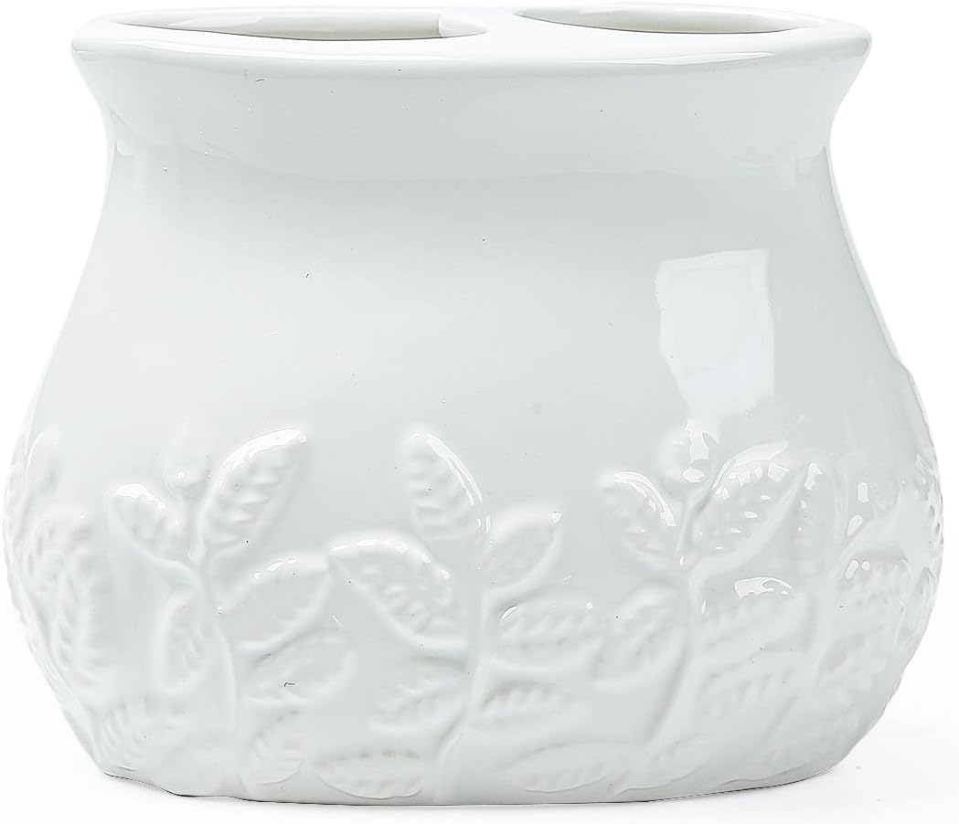 FORLONG Ceramic Embossed Leaves Bathroom Set 4 Piece
