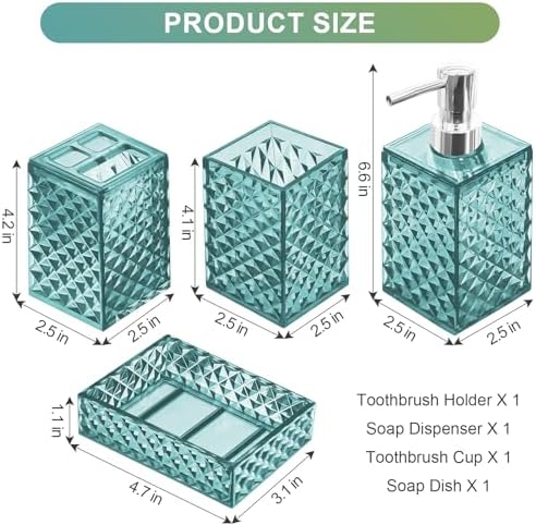 Samhe 4 Pcs Blue Plastic Bathroom Accessory Set