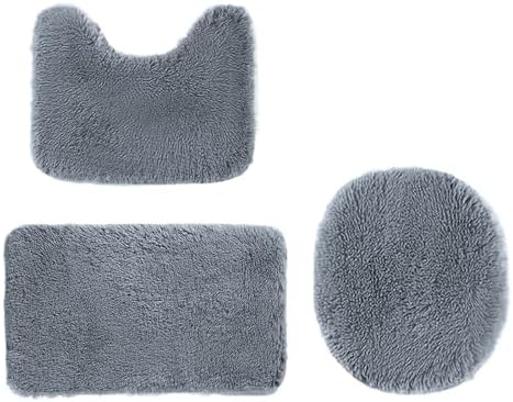3 Piece Bath Rug Set - Non-Slip Microfiber Rugs with Rubber Backing 1