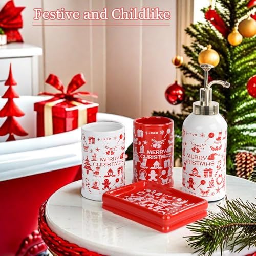 Santentre 4 Pc Christmas Ceramic Bathroom Set