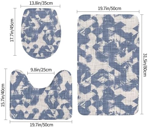 French Linen Mottled Print 3-Piece Bath Rug Set 1