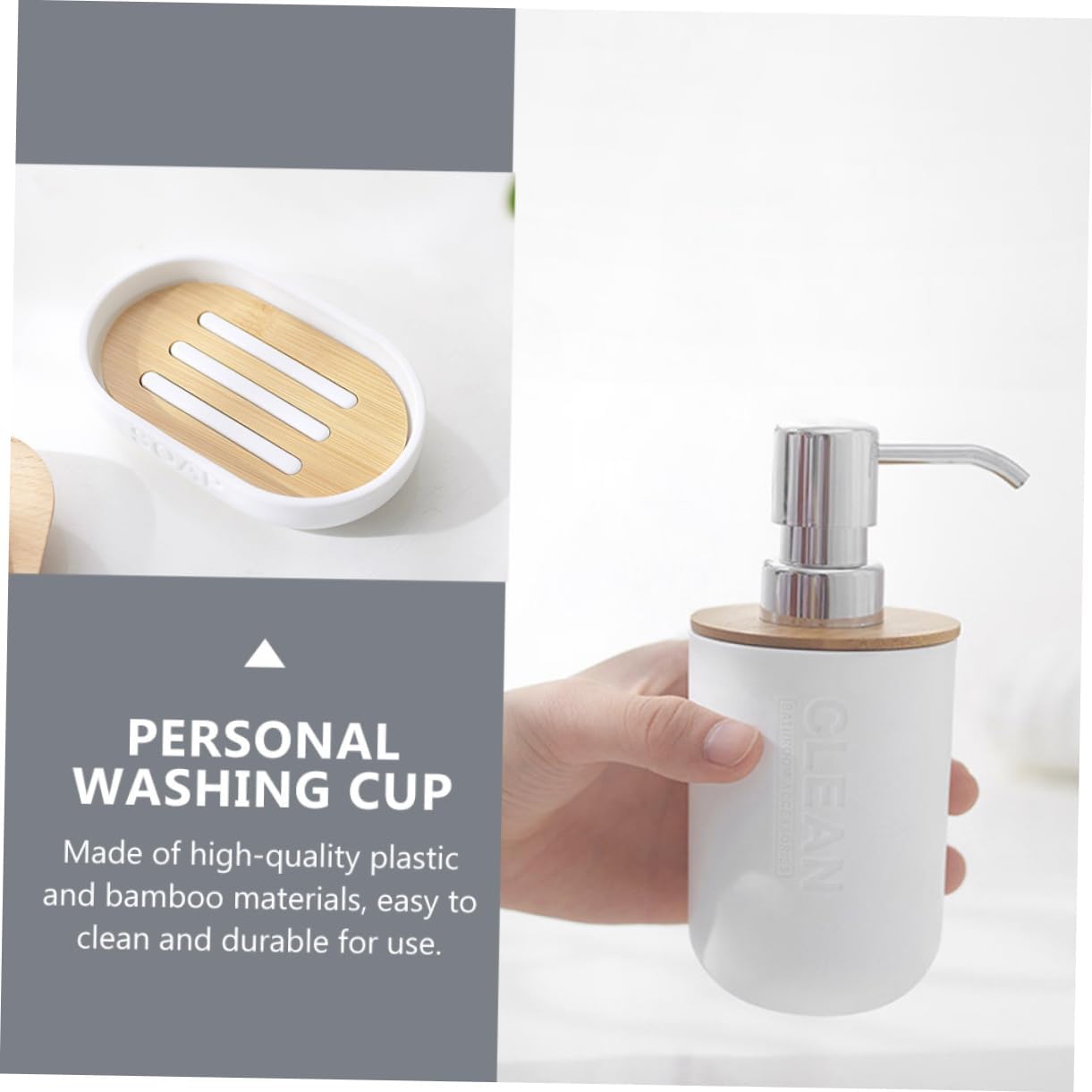 VOSAREA Bamboo Plastic Bathroom Storage Set of 4 1