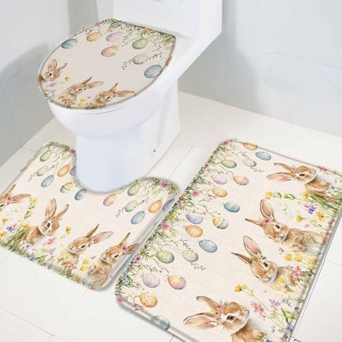 Wotrend Easter Egg 3 Piece Bath Rug Set