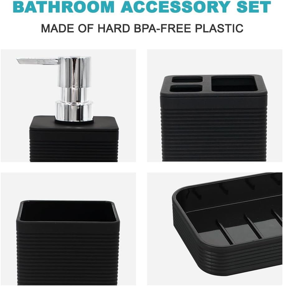 Liuonnam 4-Piece Bathroom Accessories Set Black