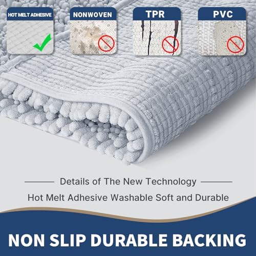 Yimobra 2 Piece Bath Rug Set Non-Slip Chenille Mats