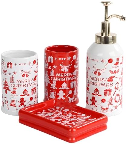 Santentre 4 Pc Christmas Ceramic Bathroom Set