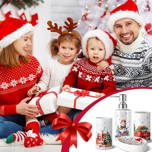 Christmas Bathroom Decor Set - 4 Piece Ceramic Accessories 1