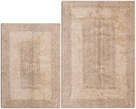 Ramanta Home 2 Piece Cotton Bath Rug Set - Reversible Soft Absorbent